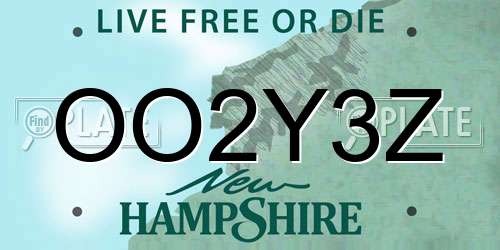 OO2Y3Z New Hampshire License Plate