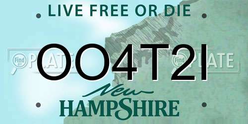 OO4T2I New Hampshire License Plate