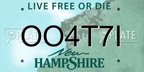 OO4T7I New Hampshire License Plate