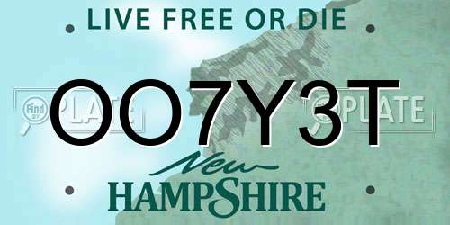 OO7Y3T New Hampshire License Plate