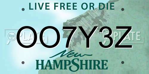 OO7Y3Z New Hampshire License Plate