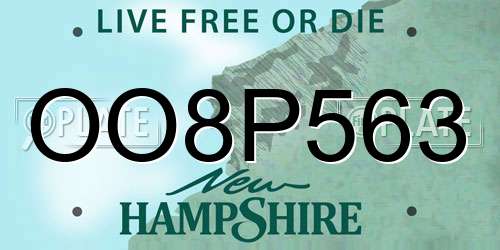 OO8P563 New Hampshire License Plate