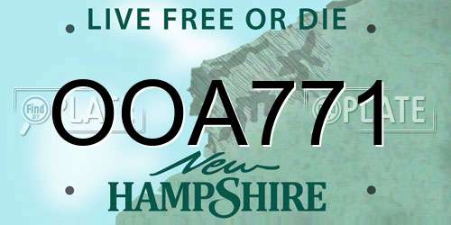 OOA771 New Hampshire License Plate