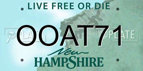 OOAT71 New Hampshire License Plate