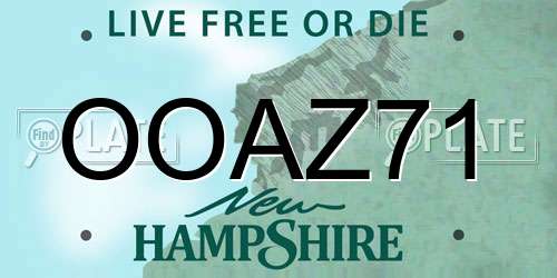 OOAZ71 New Hampshire License Plate