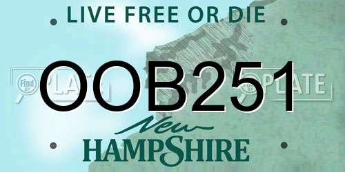 OOB251 New Hampshire License Plate
