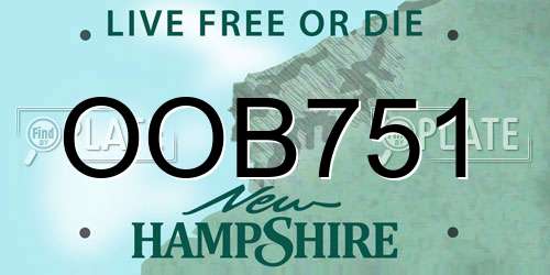 OOB751 New Hampshire License Plate