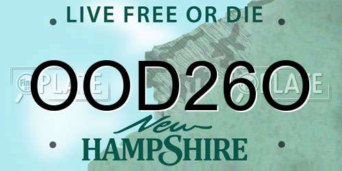 OOD26O New Hampshire License Plate