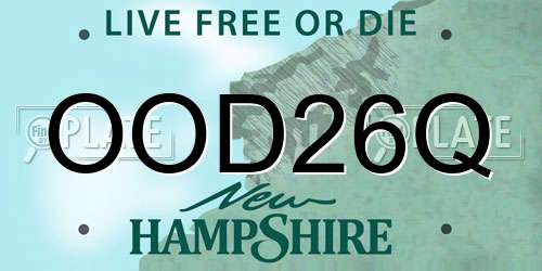OOD26Q New Hampshire License Plate