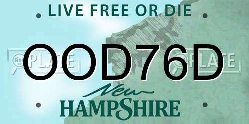 OOD76D New Hampshire License Plate