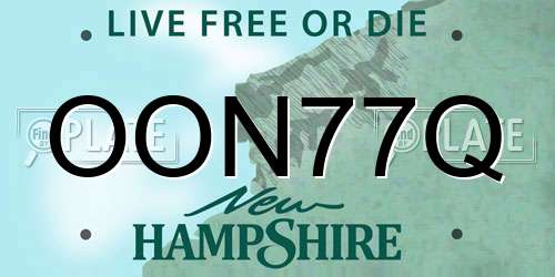 OON77Q New Hampshire License Plate