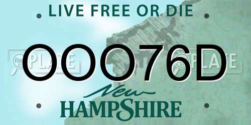 OOO76D New Hampshire License Plate