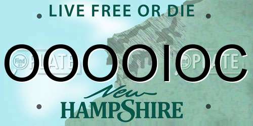 OOOOIOC New Hampshire License Plate