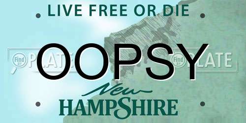 OOPSY New Hampshire License Plate