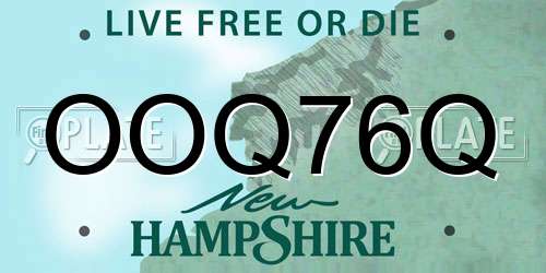 OOQ76Q New Hampshire License Plate