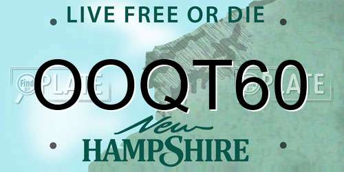 OOQT60 New Hampshire License Plate