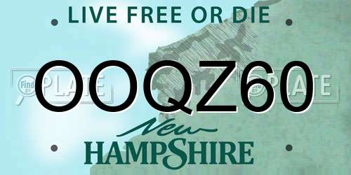 OOQZ60 New Hampshire License Plate