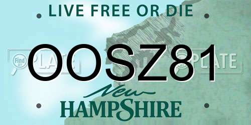 OOSZ81 New Hampshire License Plate
