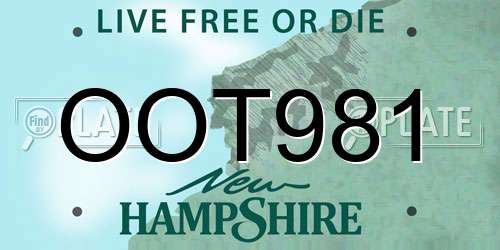 OOT981 New Hampshire License Plate