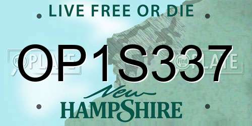 OP1S337 New Hampshire License Plate