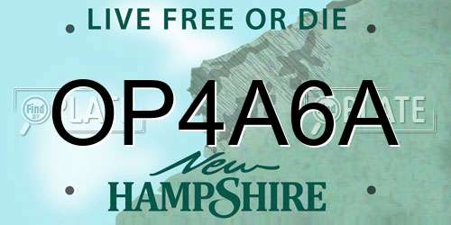OP4A6A New Hampshire License Plate