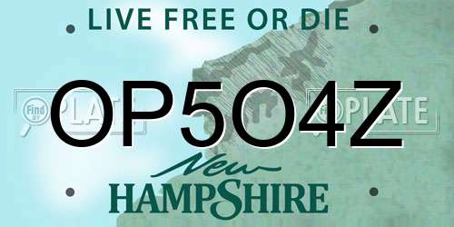 OP5O4Z New Hampshire License Plate