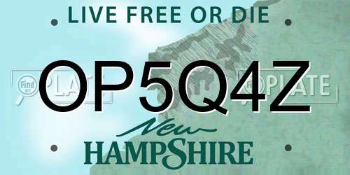 OP5Q4Z New Hampshire License Plate