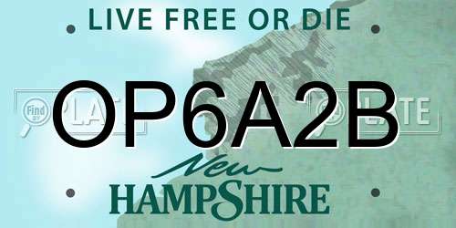 OP6A2B New Hampshire License Plate