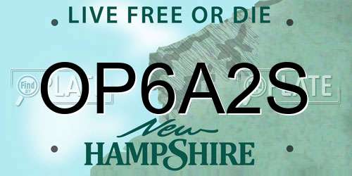OP6A2S New Hampshire License Plate