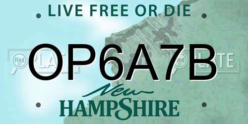 OP6A7B New Hampshire License Plate