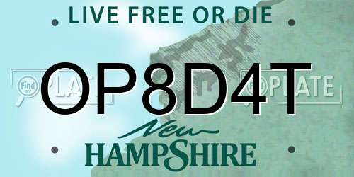 OP8D4T New Hampshire License Plate