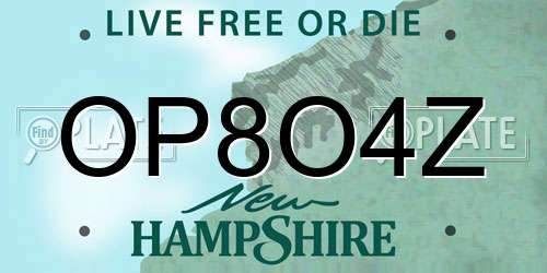 OP8O4Z New Hampshire License Plate