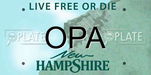 OPA New Hampshire License Plate