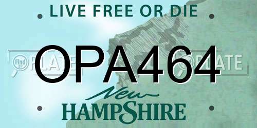 OPA464 New Hampshire License Plate