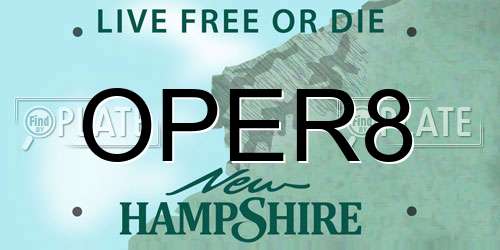 OPER8 New Hampshire License Plate