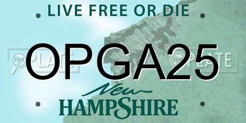 OPGA25 New Hampshire License Plate