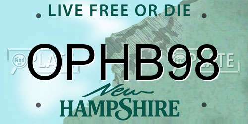 OPHB98 New Hampshire License Plate