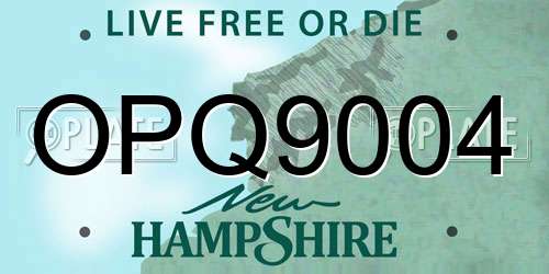 OPQ9004 New Hampshire License Plate
