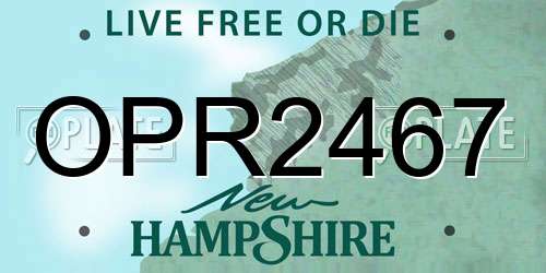 OPR2467 New Hampshire License Plate