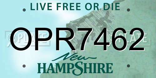 OPR7462 New Hampshire License Plate