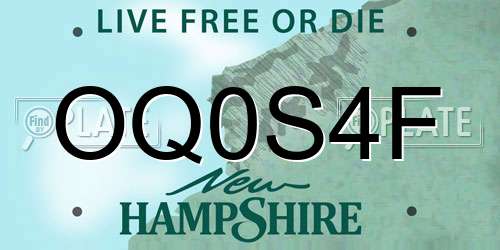 OQ0S4F New Hampshire License Plate