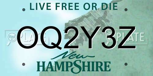 OQ2Y3Z New Hampshire License Plate