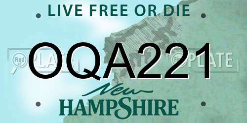 OQA221 New Hampshire License Plate