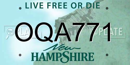 OQA771 New Hampshire License Plate