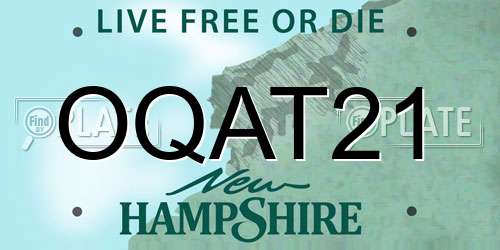 OQAT21 New Hampshire License Plate