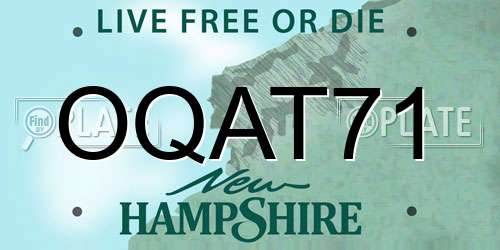 OQAT71 New Hampshire License Plate