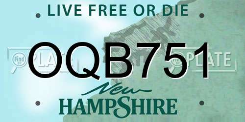 OQB751 New Hampshire License Plate