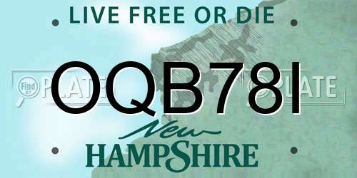 OQB78I New Hampshire License Plate
