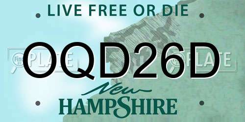 OQD26D New Hampshire License Plate