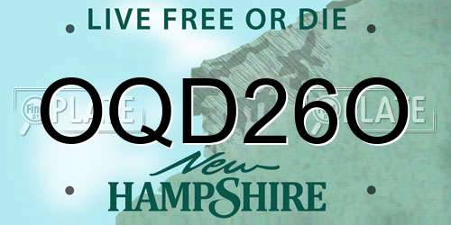 OQD26O New Hampshire License Plate